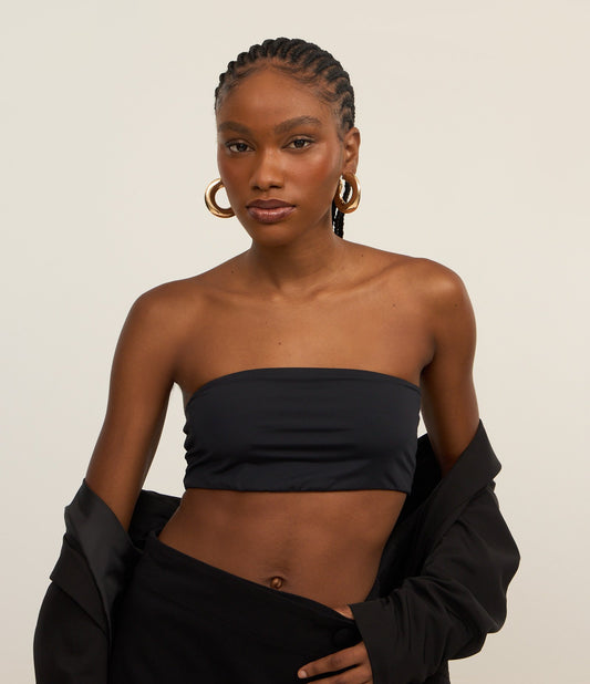 Top Super Cropped Preto em Poliamida