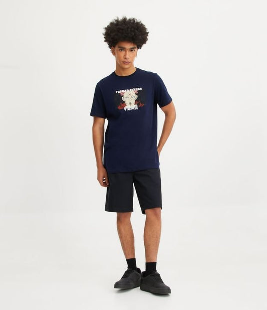 Bermuda Slim Fit in Twill con tasche - Nero