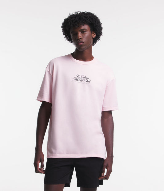 Camiseta rosa-clara de ajuste descontraído em meia malha com letras do Barcelona Athletic Club