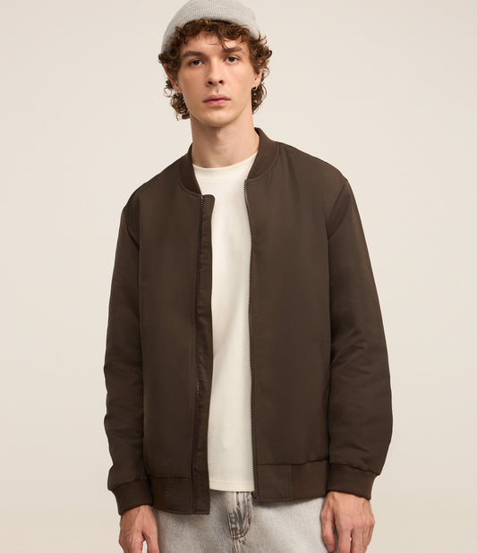 Giacca bomber marrone con cerniera