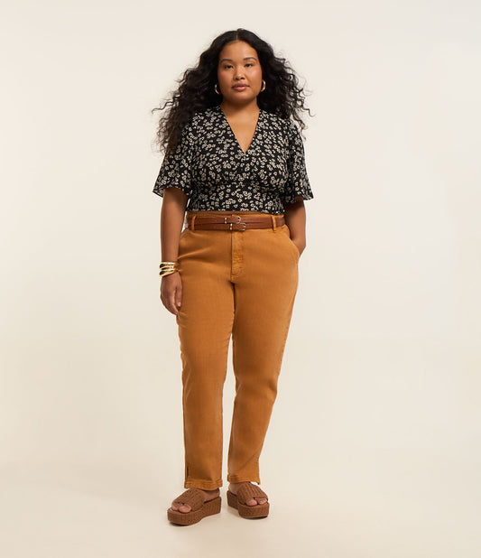 Pantaloni skinny in twill con tasche interne - Curve e taglie forti Caramello