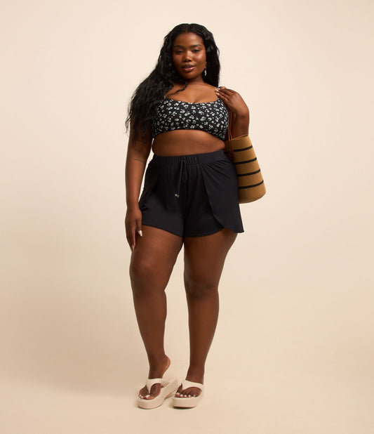 Pantaloncini da spiaggia in crepe nero - Curve e taglie forti