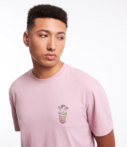 Camiseta Comfort Cotton com estampa de anjo rosa