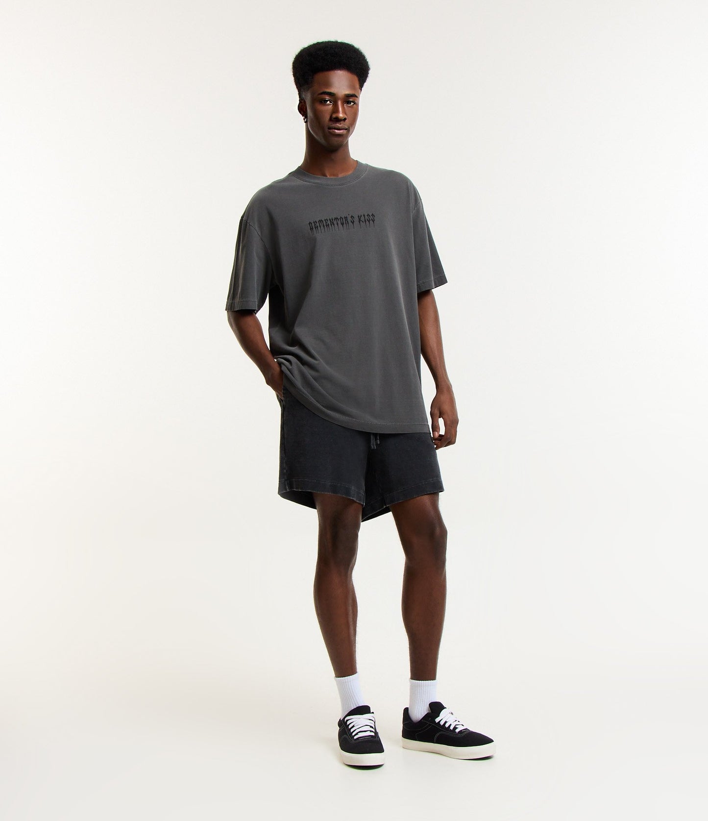 Black Marble-Effect Comfort Sweatshorts Without Fleece