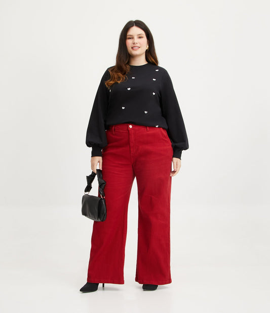 Pantaloni a gamba larga in twill di velluto in versione Curve e taglie forti - Rosso