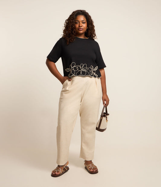 Pantaloni da tuta beige con pieghe - Curve e taglie forti