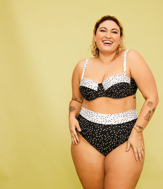 Bikini a vita alta a pois in nero - Curve & Taglie forti