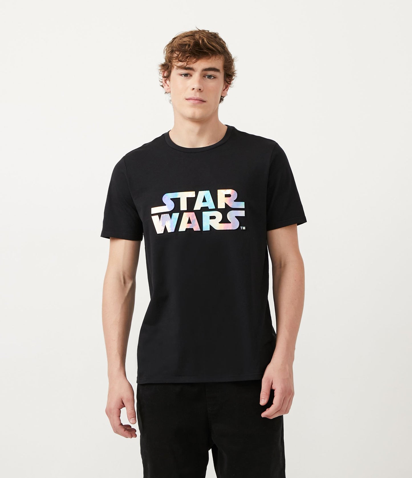 Gray Star Wars Print T-Shirt in Soft Knit Fabric