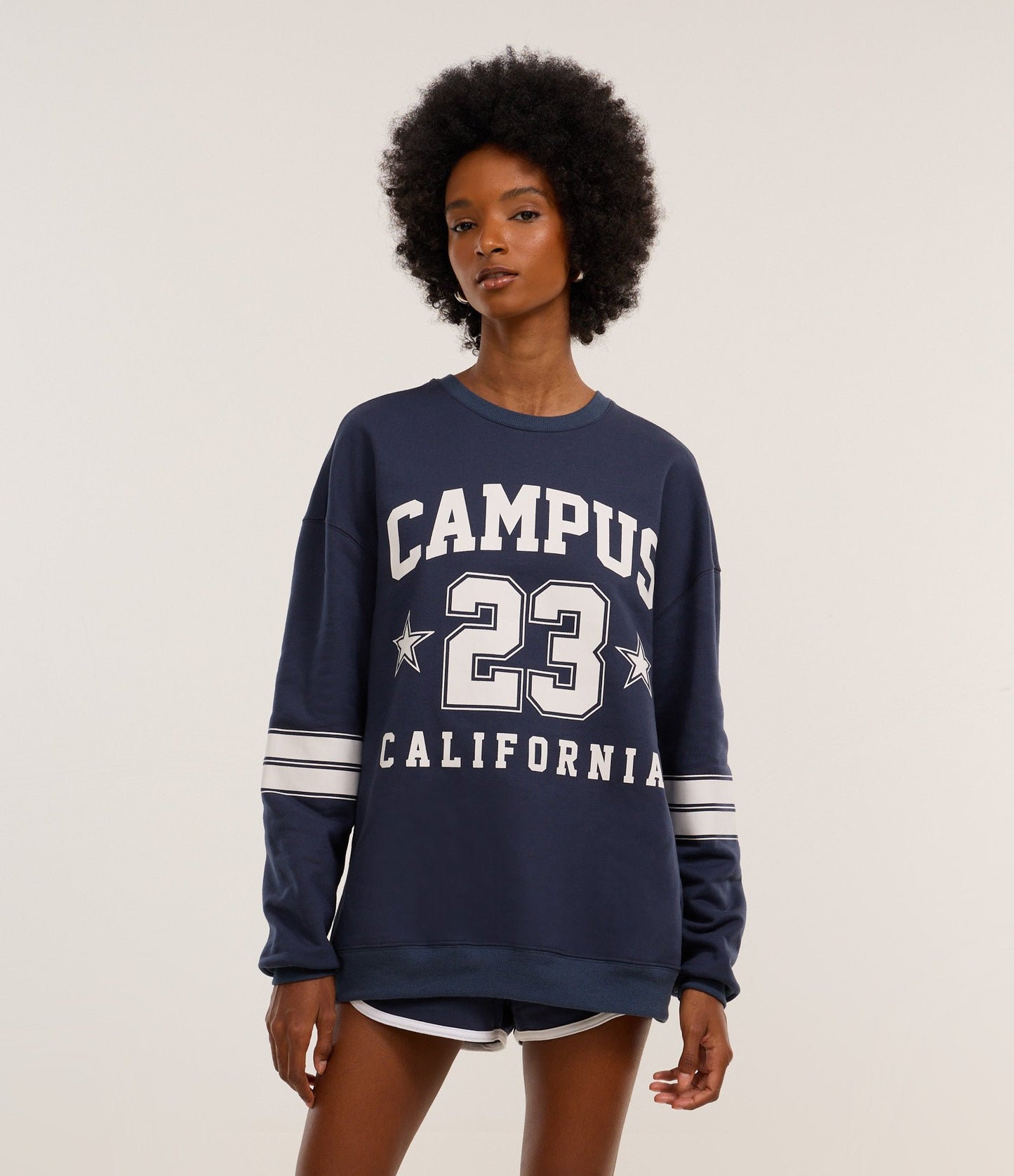 Sudadera Regular con Capucha, Forro Cálido y Estampado California Azul