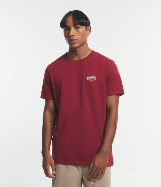 Maglietta rossa Comfort in tessuto a mezza rete con stampa "Il viaggio della crescita".