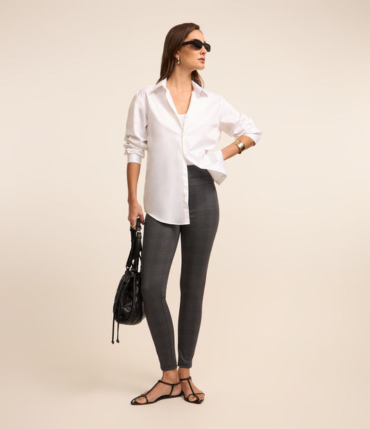 Leggings de malha Roma com zíper e estampa xadrez cinza/preta