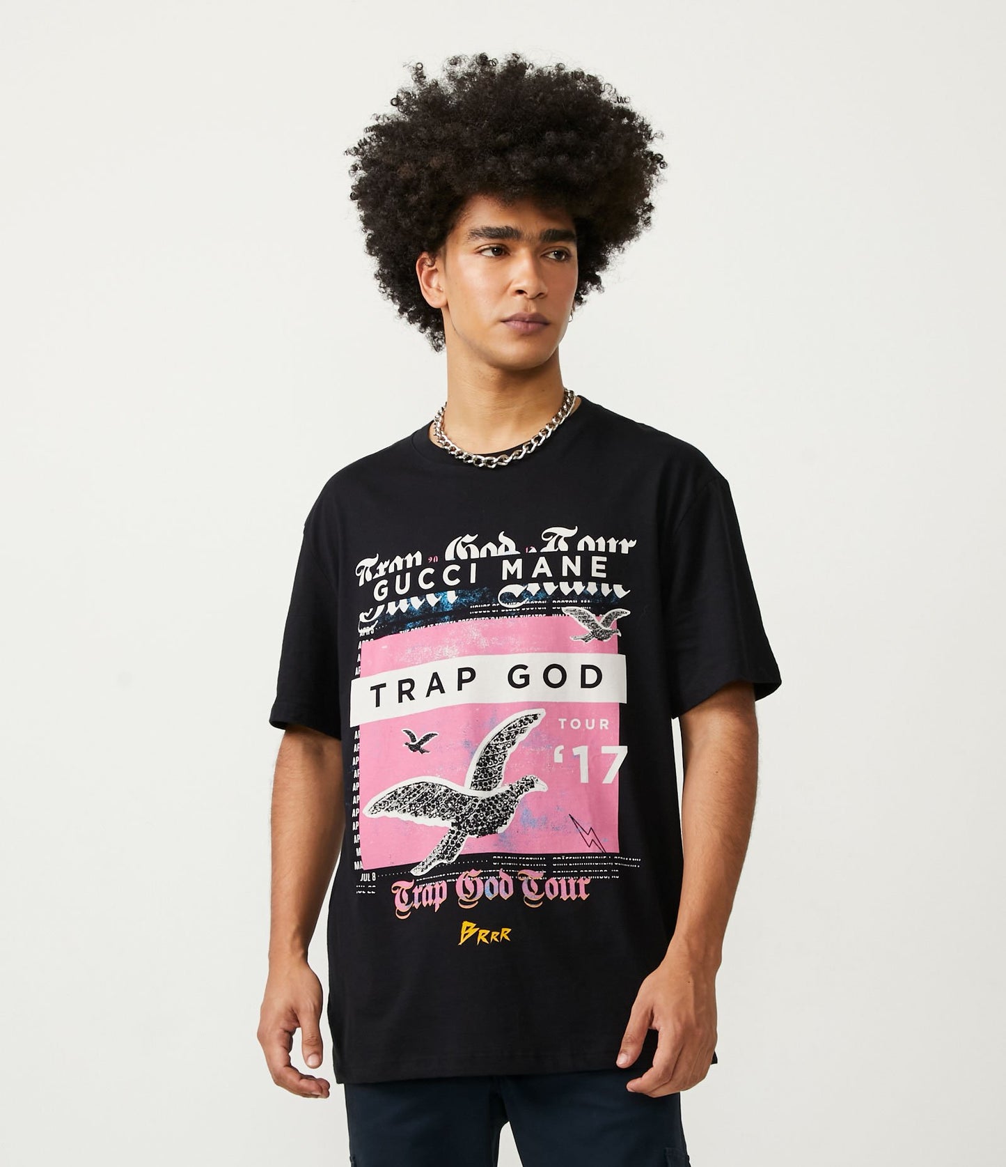 Camiseta de algodón regular fit con estampado Gucci Mane en negro
