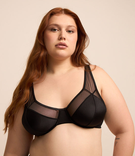Reggiseno senza ferretto in microfibra senza imbottitura, Curve e taglie forti, nero