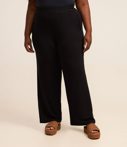 Pantaloni a gamba larga con tasca invisibile Curve e taglie forti neri