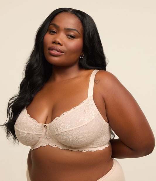 Reggiseno a mezza coppa con ferretto, senza imbottitura, in pizzo, curvy e taglie forti
