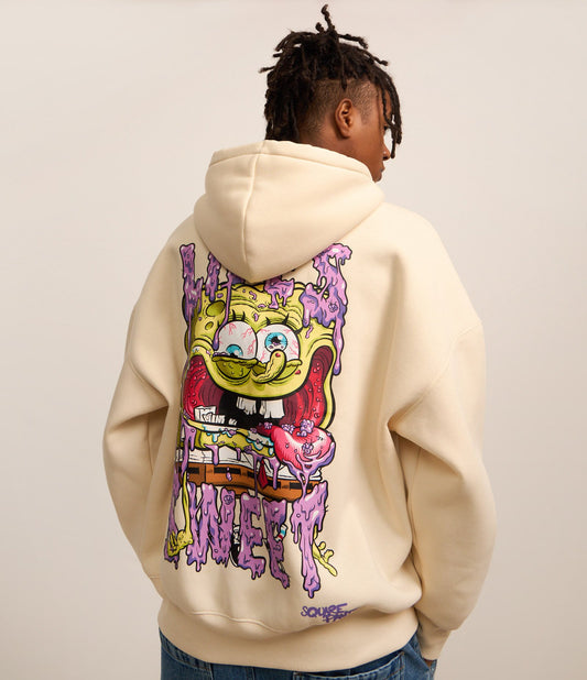 Felpa in cotone con stampa di SpongeBob in beige