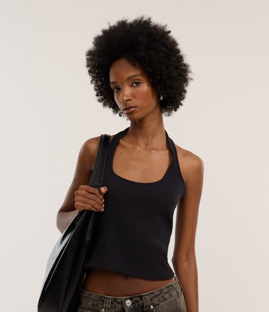 Camicetta in cotone con collo a farfalla e texture leggera in nero