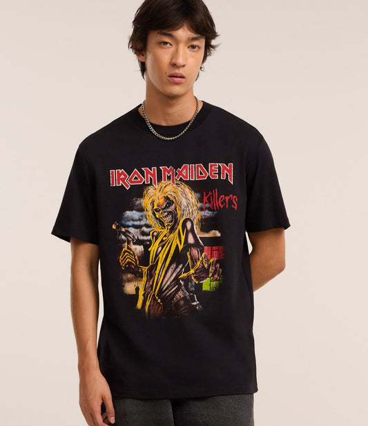 Maglietta Iron Maiden in cotone nero comfort con stampa
