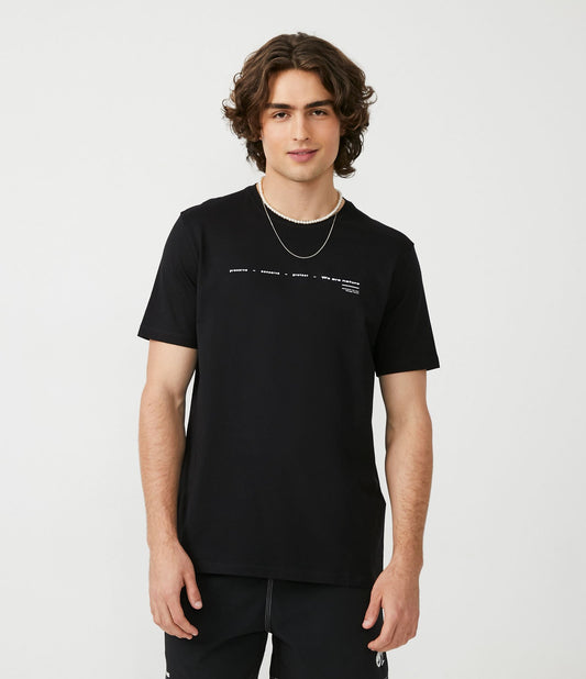 Camiseta Regular de Algodón Peruano con Estampado de Letras Negras