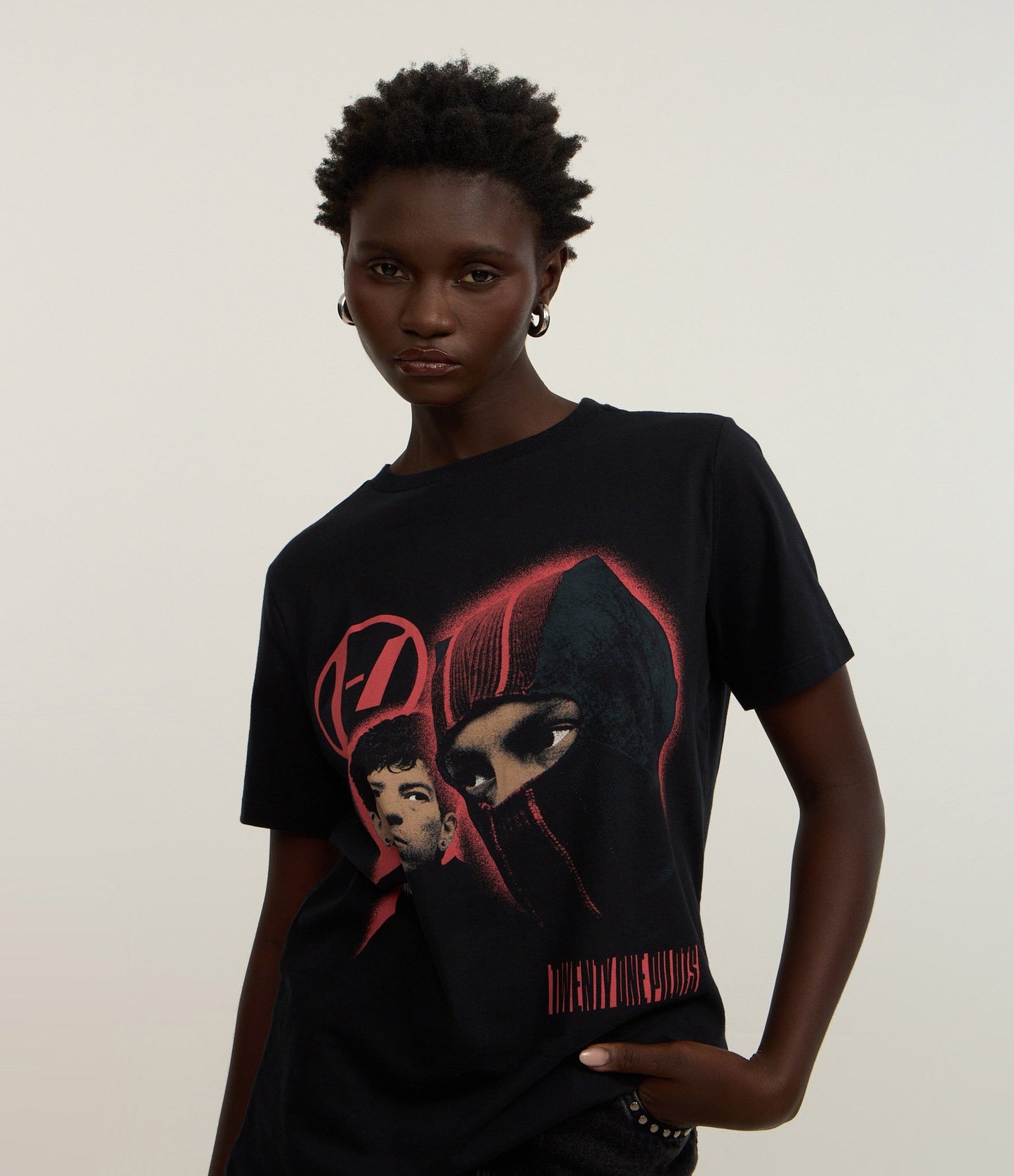 Camiseta de Algodão Estampada Black Twenty One Pilots