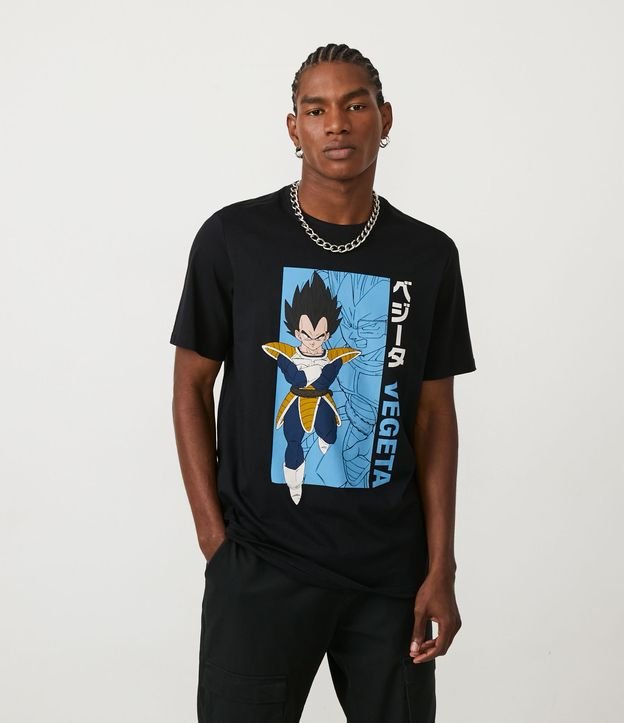 Black Dragon Ball Vegeta Print T-Shirt in Soft Knit Fabric