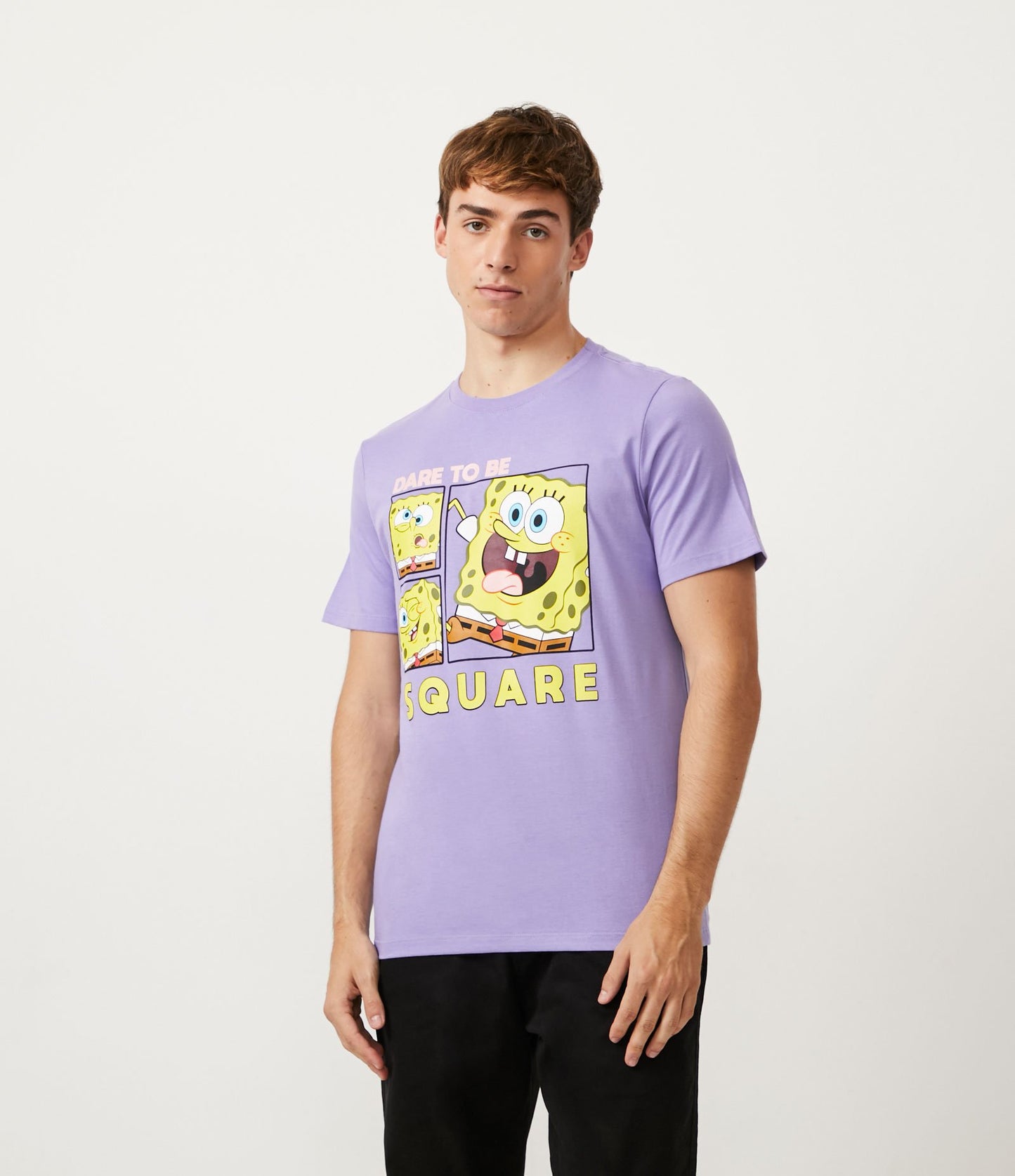 Maglietta grafica SpongeBob lilla in morbido tessuto a maglia