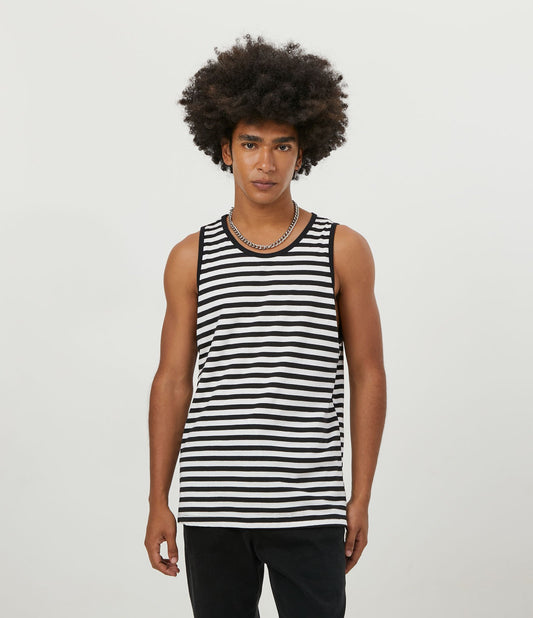 Camiseta de tirantes de algodón a rayas negras