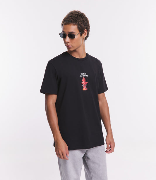 Camiseta Comfort em meia malha com estampa "Break the Rules" - Preta