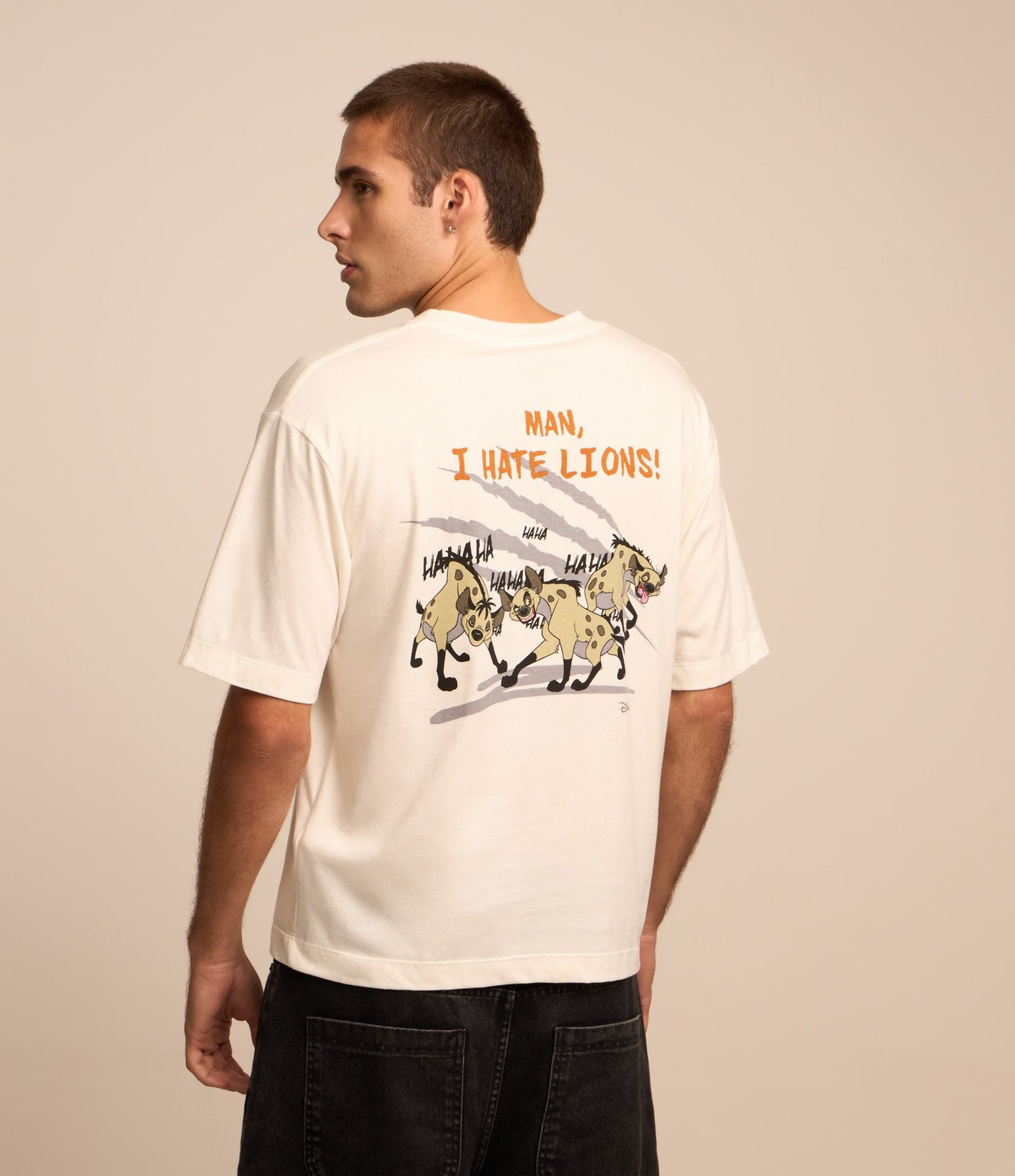 Camiseta de algodón con estampado de hiena blanca del Rey León