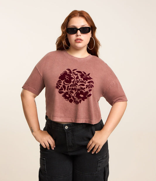 Maglietta rossa Curve & Plus Size con stampa floccata