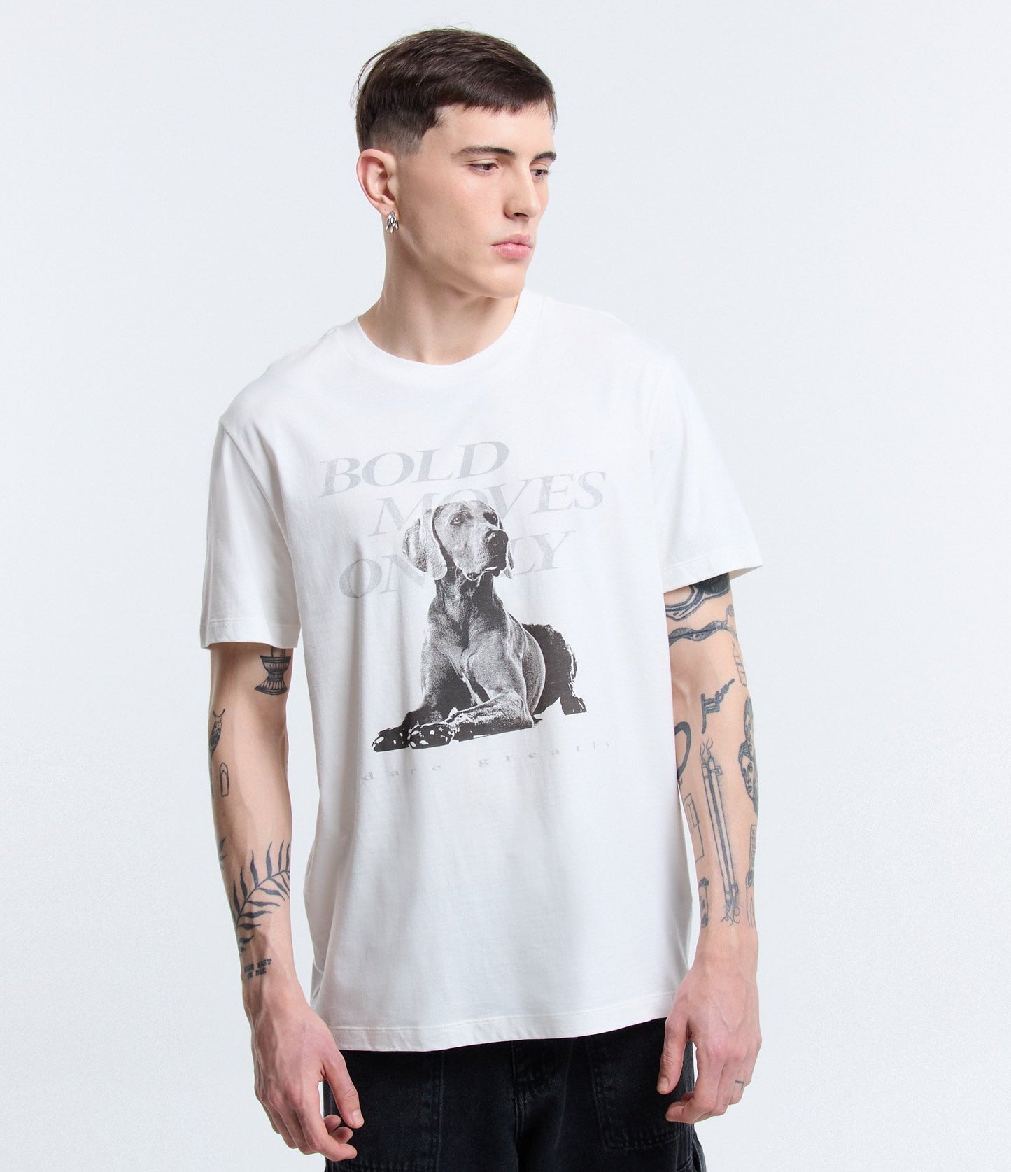 Comfort Cotton T-Shirt with White Dog Print