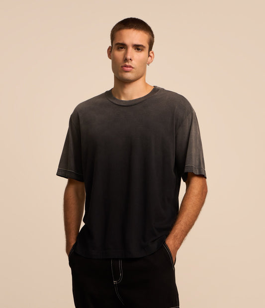 Maglietta nera in cotone effetto spray