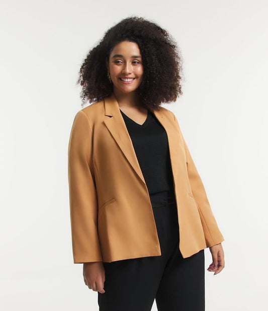 Tailored Blazer Without Buttons Curve & Plus Size Caramel Brown