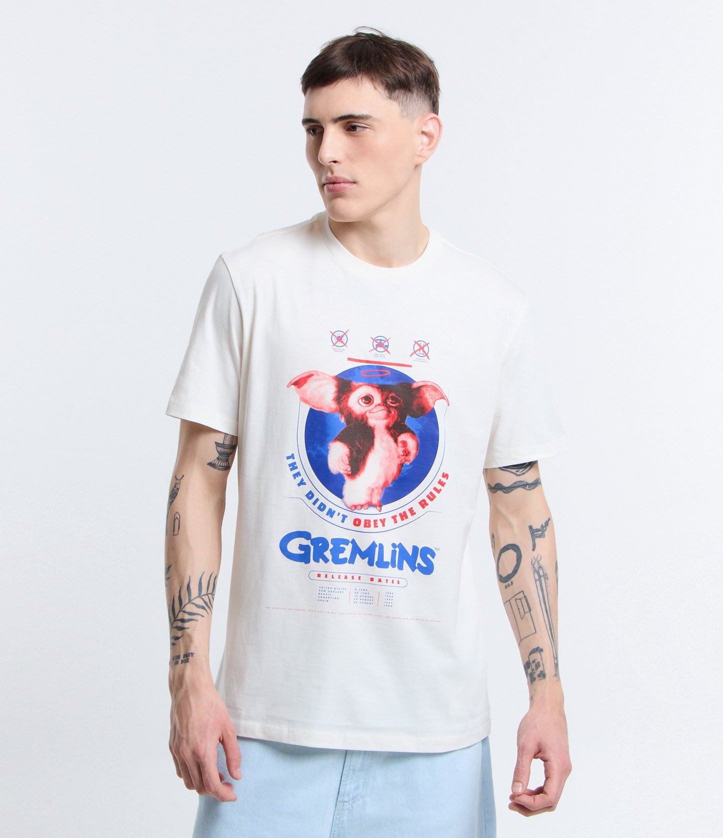 Camiseta de algodão Comfort Print White Gremlins