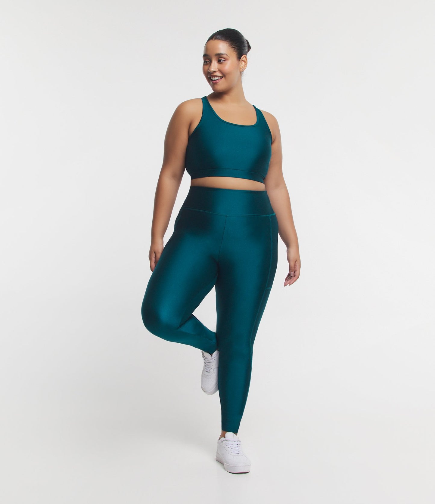 Leggings deportivos con costuras visibles azul petróleo Curve y Tallas Grandes