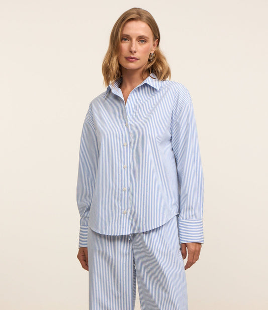 Blue Striped Tricoline Shirt