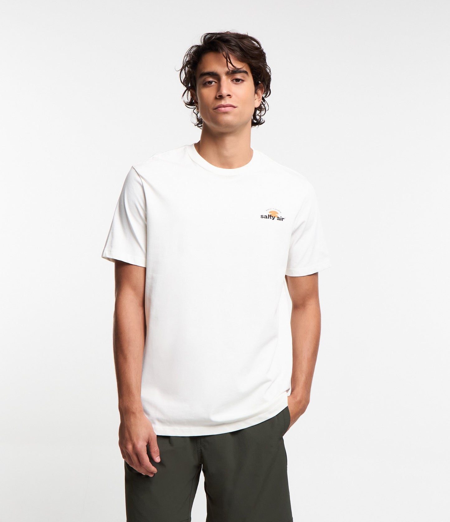 Camiseta de algodón Comfort con estampado Salty Air en blanco roto