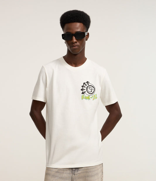 Maglietta in cotone dal taglio regolare con stampa Blink 182 in bianco