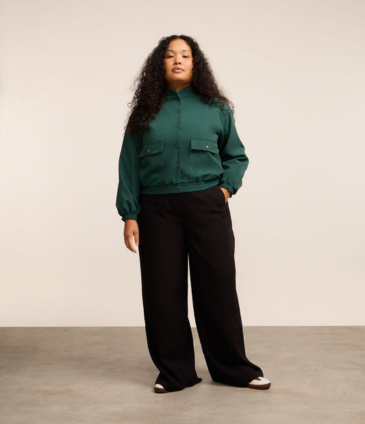 Wide Leg Tailored Viscose Pants in Curve & Plus Size - Black