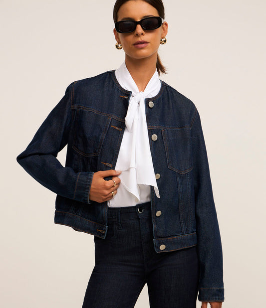 Denim Jacket with Blue Contrast Stitching Detail