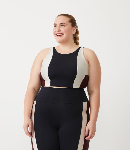 Top sportivo in poliammide con pannelli a contrasto Curve & Plus Size nero