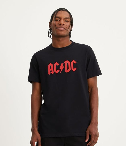 Maglietta nera dal taglio regolare con stampa AC/DC