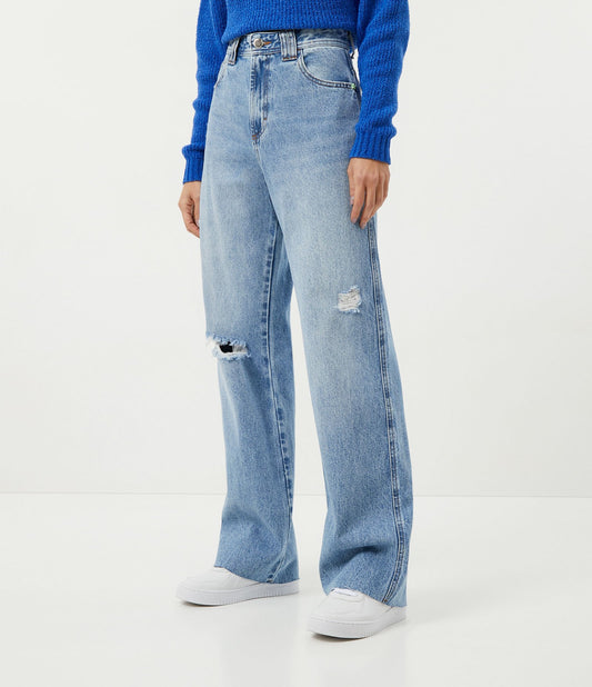 High-Waisted Distressed Blue 90s Jeans