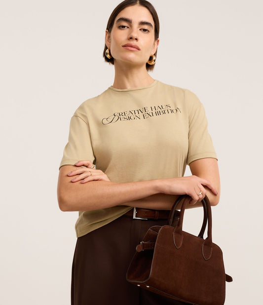 Maglietta in cotone con stampa espositiva verde