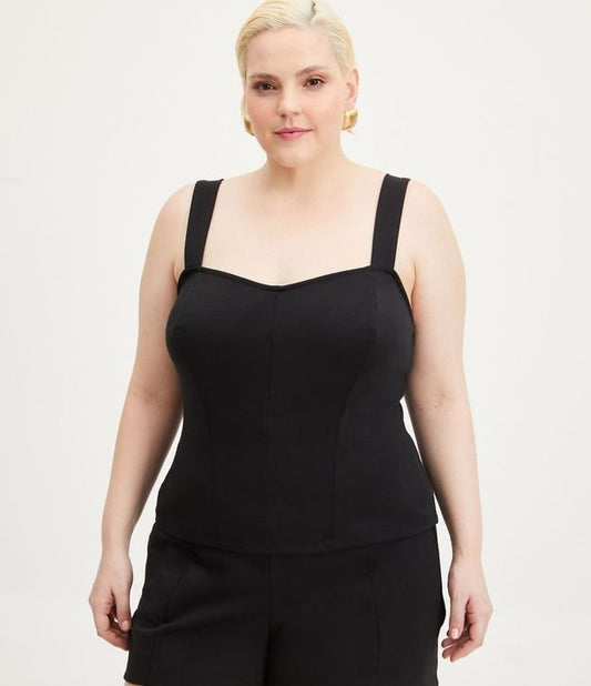 Top corto in maglia Roma, Curve e taglie forti, nero