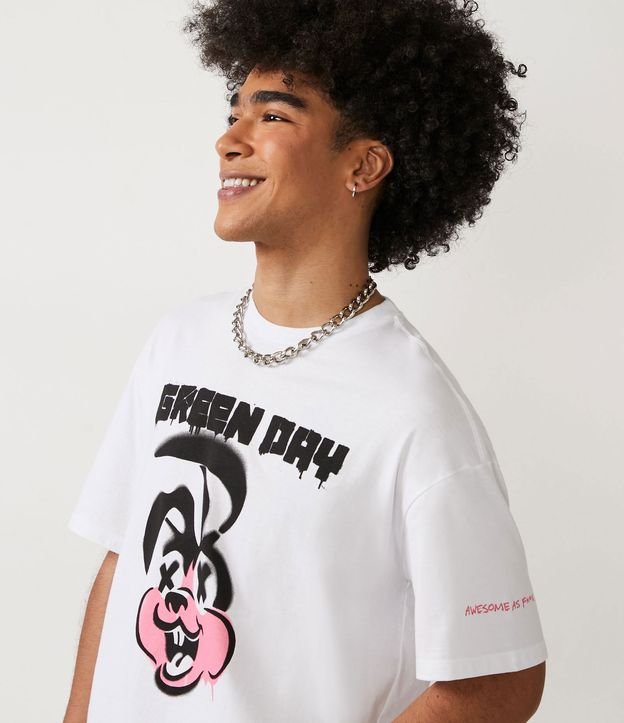 Camiseta de ajuste descontraído em meia malha com estampa de coelhos brancos do Green Day