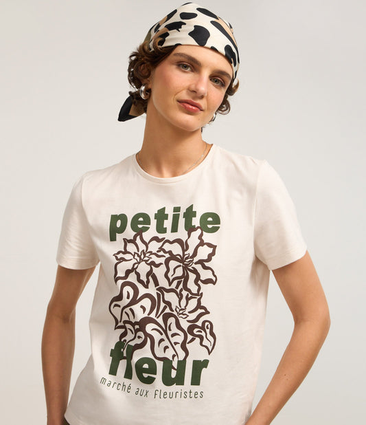 Blusa de Algodão com Estampa Petite Fleur em Branco