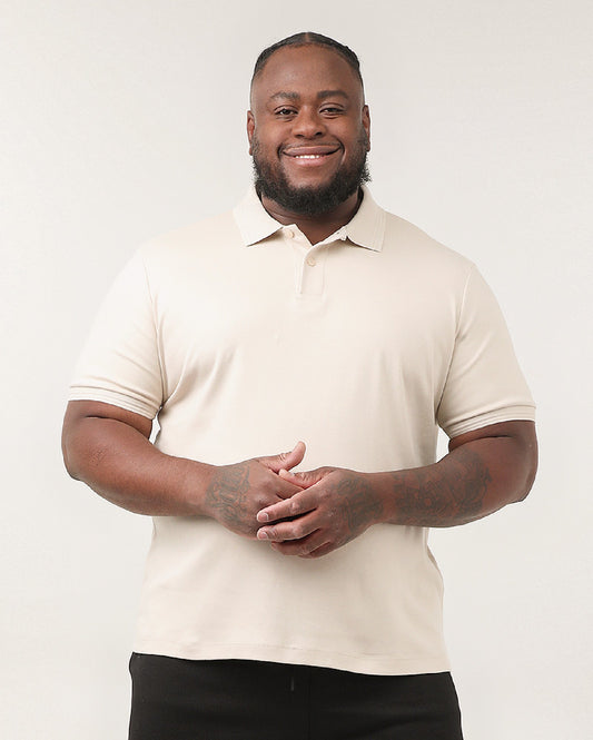 Camisa polo plus size regular fit bege Piquet masculina Original Plus da Riachuelo
