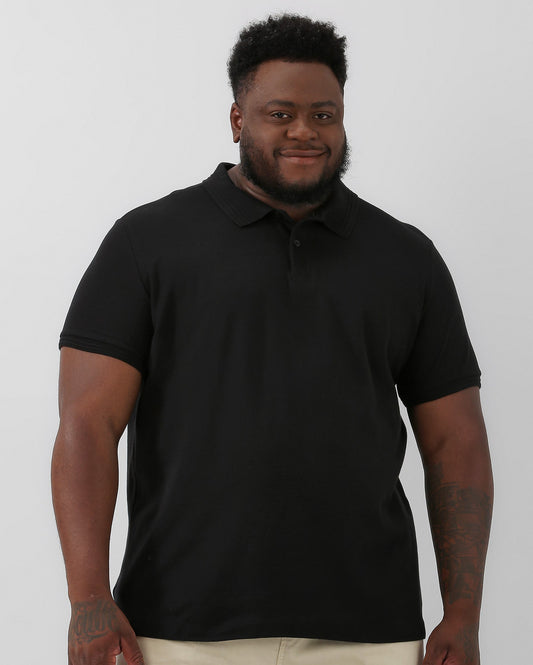 Men's Plus Size Black Piquet Polo Shirt | Allman By Riachuelo