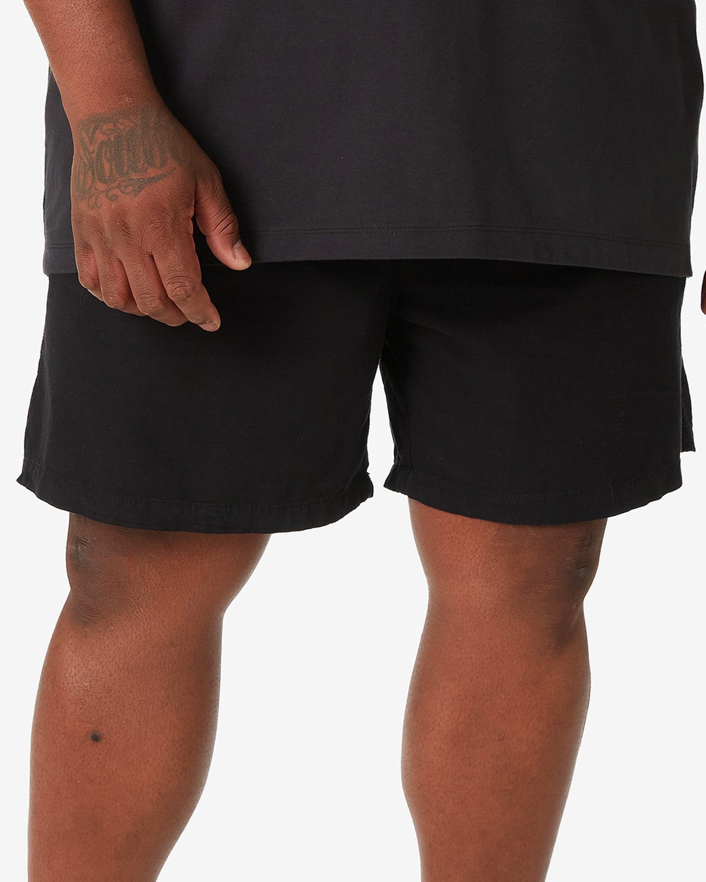 Men's Plus Size Straight Black Shorts with Elastic Waistband by Allman for Riachuelo